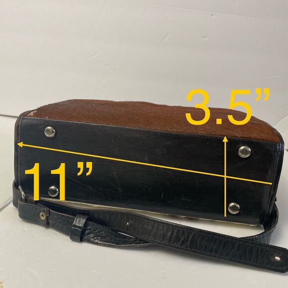 Avelar Cowhide Handbag Crossbody Purse Dark Brown Cow Leather Fur Made Mexico - Picture 14 of 14